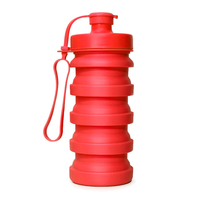 Free Sample 400ml BPA-Free Collapsible Silicone Water Bottle Foldable Sport Design Fall-Proof Lid