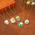 Monet Garden Pearl Necklace Vintage Oil Painting Style Rose/Flower Pendant DIY Sweater Chain Accessories Earrings Type