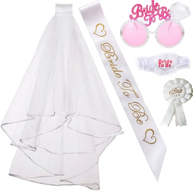 New Products Bride to Be Hen Party Night Out Accessories Wedding Veil Garter Glasses Bridal Shower Bachelor Party Decorations