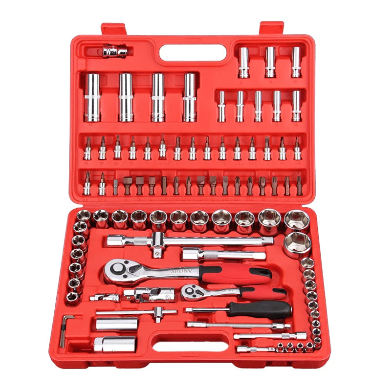 Socket Wrench Toolbox With Tools 94 Piece Outils Mechanize Mechanic Tool Box