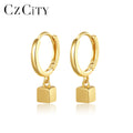 CZCITY Vintage Gold Trendy Korean S925 Earing Simple Jewelry Dangle Silver Fashion Woman Drop Earring