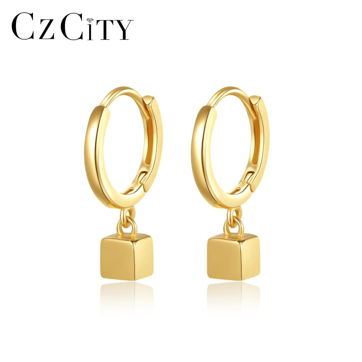 CZCITY Vintage Gold Trendy Korean S925 Earing Simple Jewelry Dangle Silver Fashion Woman Drop Earring