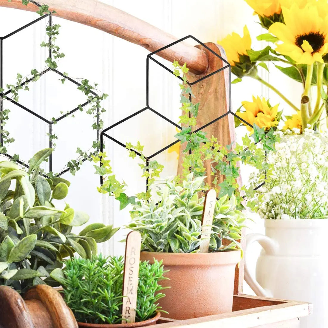 BRICE Garden Metal Trellis Lattice-Shaped Plant Trellis for DIY Potted Climbing Plants Support Flower Vegetables Rose