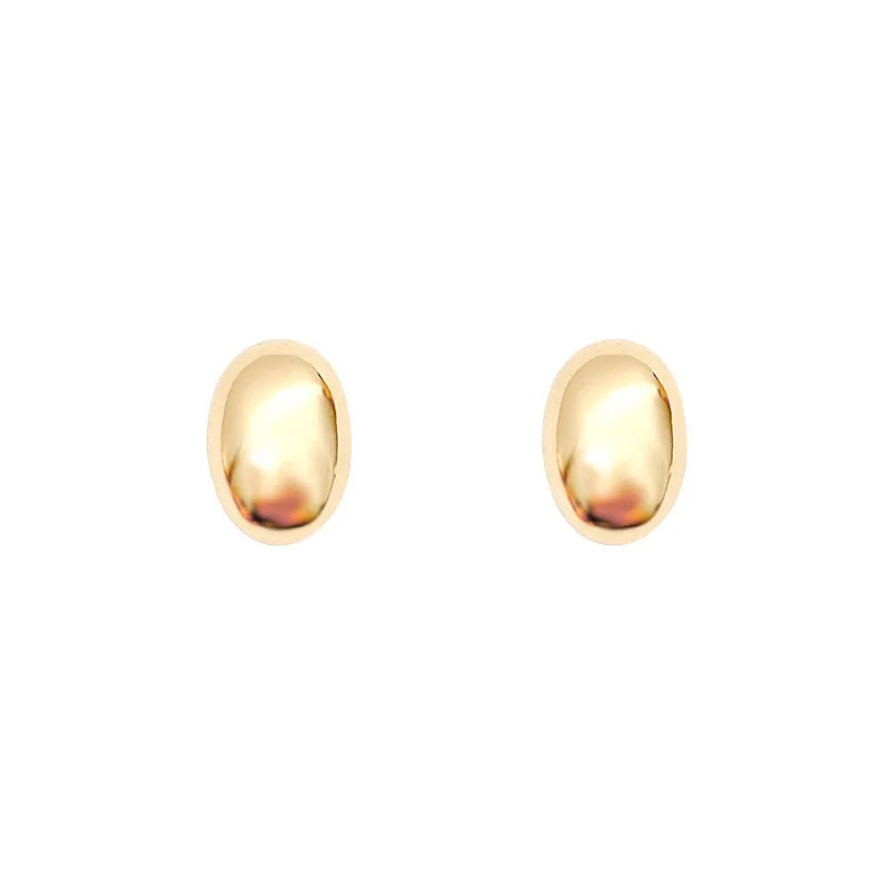 Simple Gold Plated Beans Shaped Earrings 925 Silver Post Geometric Stud Earrings Wholesale Jewelry