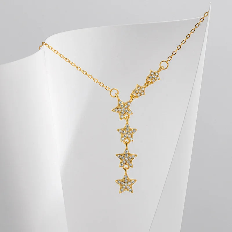 Wholesale Dainty Gold Plated Necklace 925 Sterling Silver Fancy Zircon Pendant Necklace for Women Girlfriend Gift
