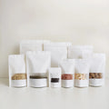 16x26cm Different Size White Kraft Paper Zipper Food Recyclable Stand up Bag Pouch With Clear Window