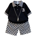 East Brilliant ODM/OEM Wholesale Fashionable Summer Kids' Clothing Causal Boys' Casual Polo Shirt Plaid Pattern Set for Kids
