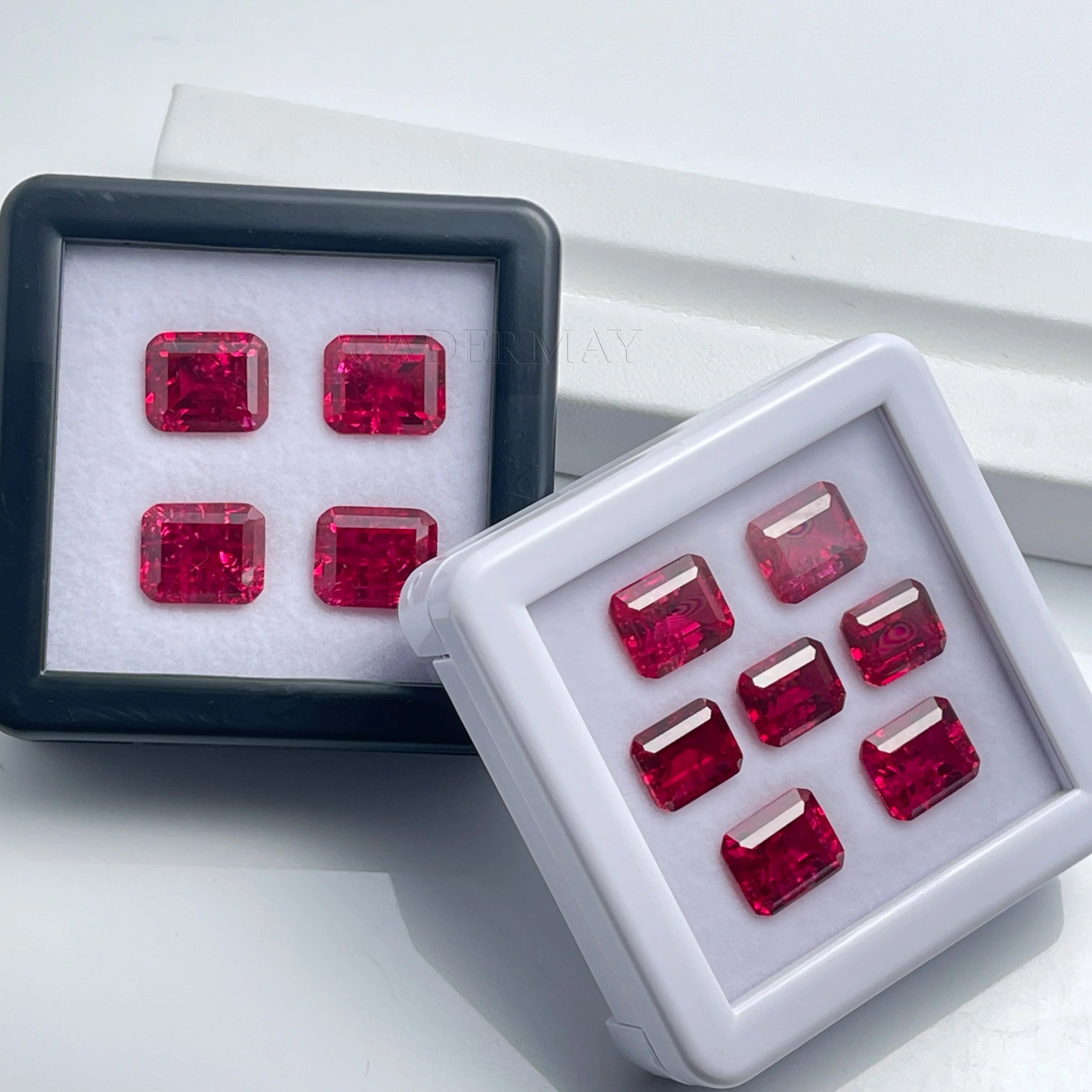 Wholesale Emerald Cut Fancy Shape Lab Grown Ruby Clean No Oil for Making High End Jewelry Price Per Carat