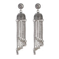 Ethnic Silver Color Beads Tassel Wedding Earrings Retro Women Black Flower Indian Eardrop for Engagements and Weddings
