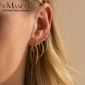 EManco 12 14 16 18 20 22 24MM Stainless Steel Ear Buckle Minimalist Earrings Trendy 18K Gold Plated Jewelry Circle Hoop Earrings