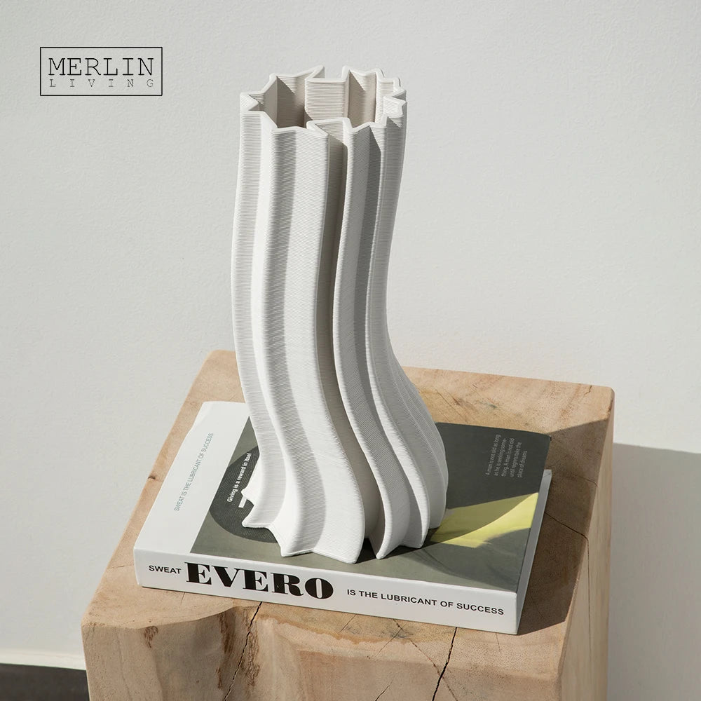 Merlin Living 3D Printing Vase High Process Difficulty Flower Vase Twisted Ceramic Vase for Home Decor Chaozhou Ceramic Factory