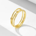 Wholesale New Women 925 Sterling Silver Gold Plated Multi Layers Hollow White Zircon Stone Three Band Stack Rings