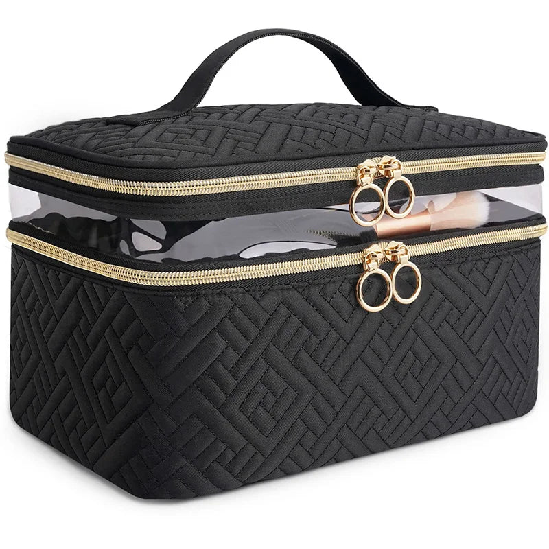Large Capacity All-in-One Makeup Brush Case Portable Travel Organizer for Professional Cosmetics Brushes Sponges Beauty Tools