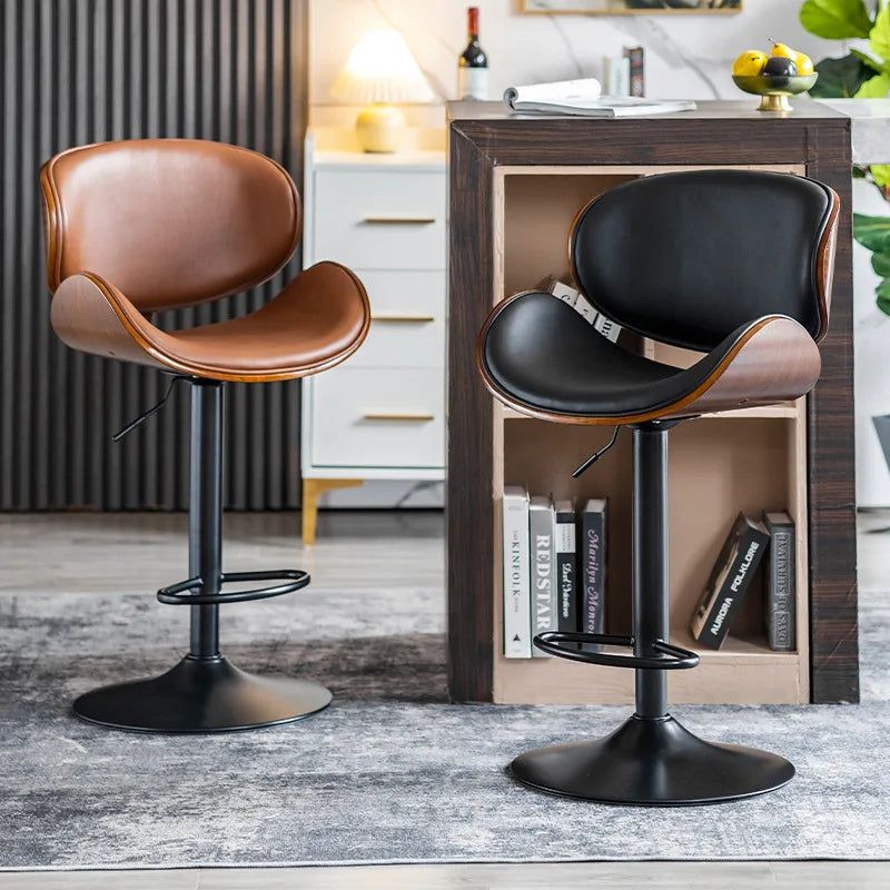 European Style High Bar Stool Modern Home Dining or School Chair with Adjustable Leather Lift Black Bar Chair
