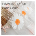 Flower Daisy Transparent Sequin Spangle Mesh Fabric Embroidered Polyester Net Tulle Floral Evening Party Dress for Girls