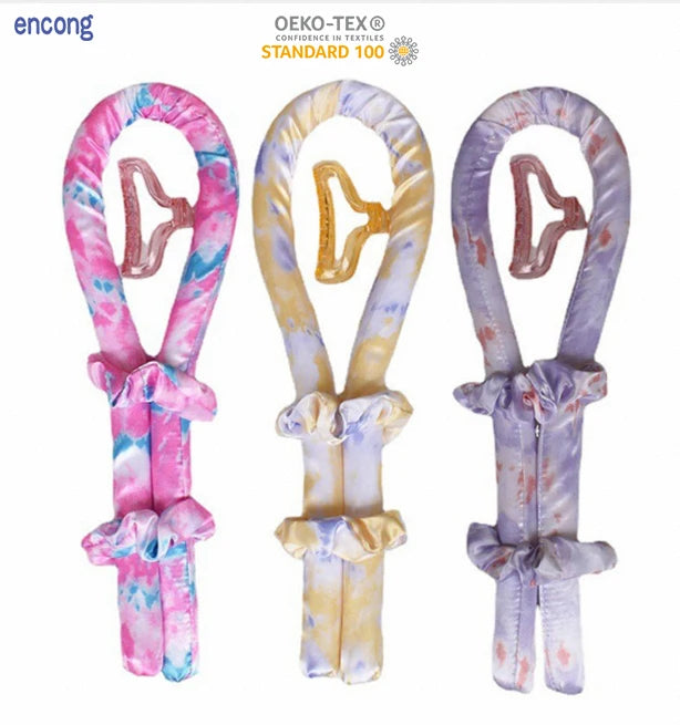 Heatless Curling Rod Headband Silk Sleeping Hair Roller Wave No Heat Hair Curls with Scrunchies Silk Hair Curler
