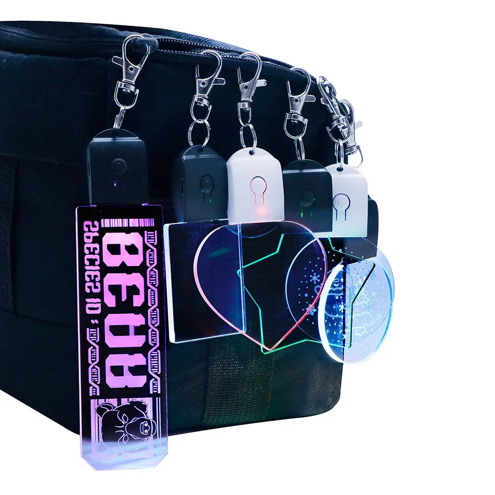 Customized 7 Color Changes Led Illusion Acrylic Lamp Keyring 3d Effect LED Key Ring