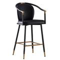 Victoria Ghost Bar Stool Contemporary Design PU Leather Seat Metal Tube Frame Commercial Dining Living Room Black