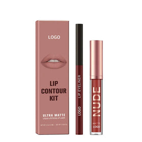 Hot Selling Matte Liquid Lipstick + Lip Liner Pens Set Waterproof No Stickiness Long Wear Lip Gloss Make up Gift Set