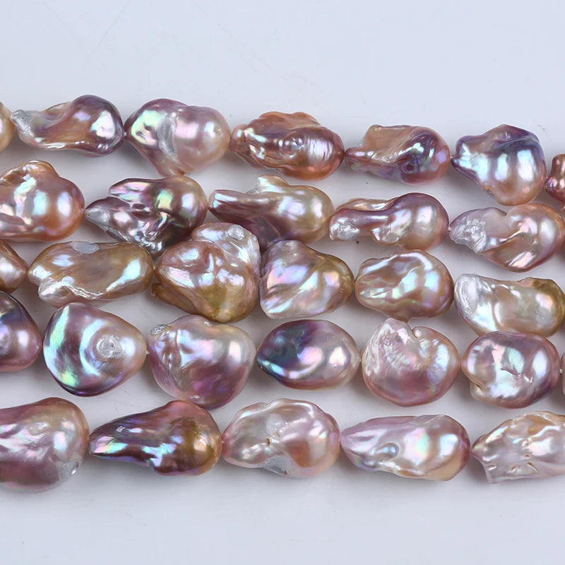 ZHUJI Natural 15-20mm Purple Natural Real Freshwater Baroque Pearl Strand