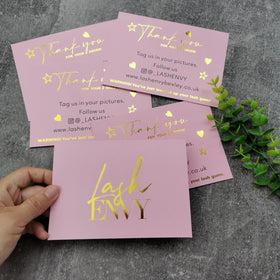 Customized Gold Foil Logo Colorful Paper Business Thank You Cards Custom Gift Pink Thank You Cards for Small Business
