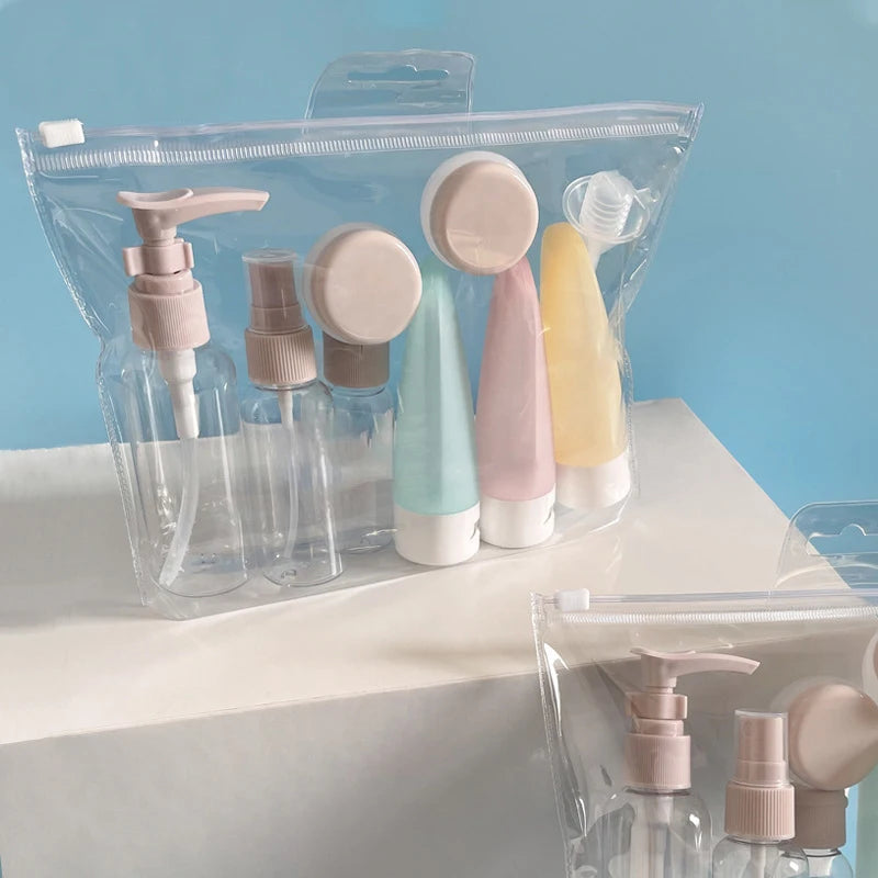 11 Perfume Bottle Set Refillable Spray Lotion Shampoo Shower Tube Bottling Refill Cosmetic Travel Liquid Container Portable Tool