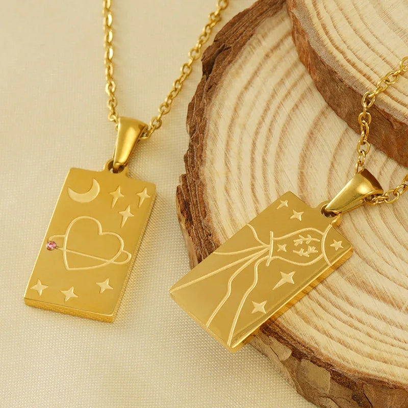 Fashionable Jewelry Women Devil Eye Square Star Moon Pendant Necklace Stainless Steel Turkish Evil Eyes Necklace