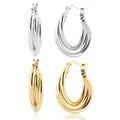 FUAMAY Trendy Gold Plated 925 Sterling Silver Double Layer Big Chunky Hoop Earrings for Wedding Party & Gift