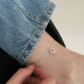 GT Hot Selling Fashion S925 Sterling Silver Anklet for Women Non Tarnish Anklets Pink Heart Simple Anklet Jewelry 2022