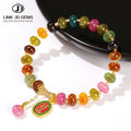 JD GEMS Semi-precious Elegant Stretch Bracelet Yoga Energy Wristband Imitation Tourmaline Chalcedony Abacus Beads Lucky Bracelet