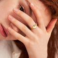 Couple Love Signet Finger Ring Fashion Stainless Steel Jewelry with Gold Plating Dainty Knuckle & Cute Star for Women