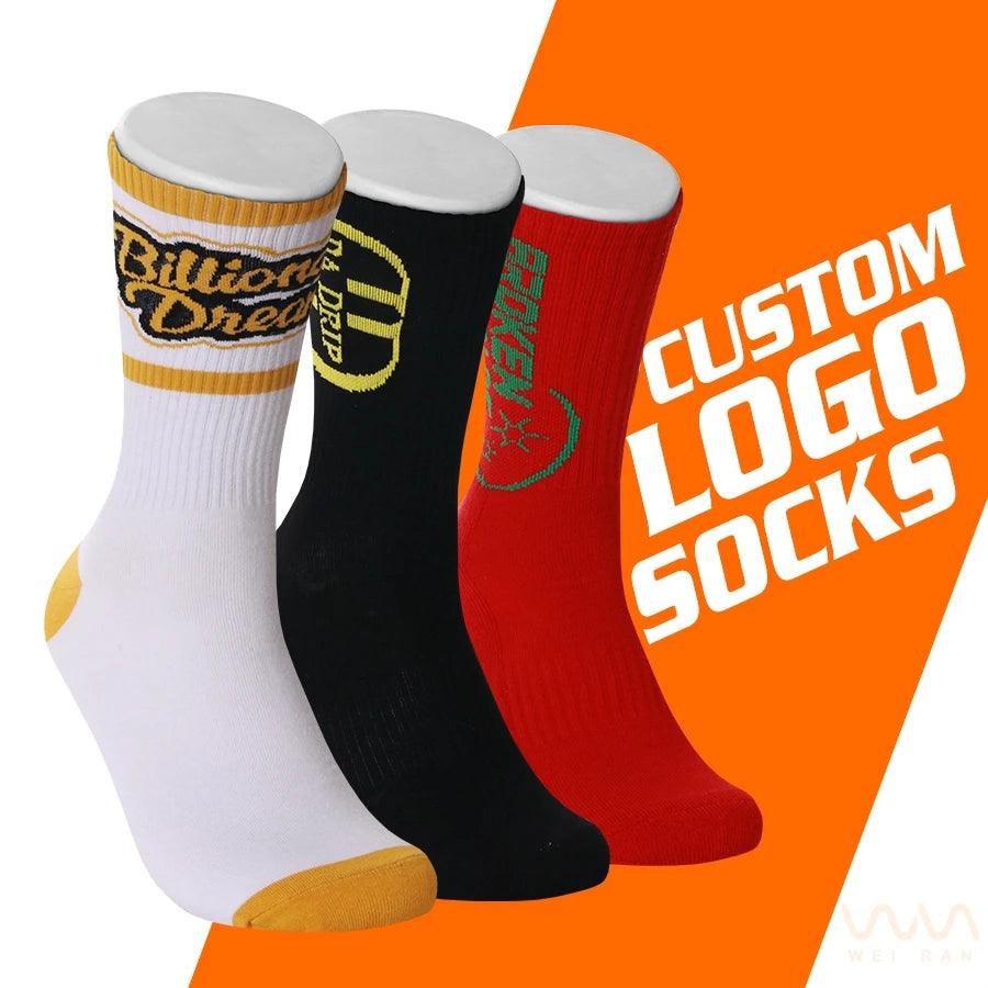 Custom Logo Basketball Sport Unisex Sock Custom Design Cotton Athletic Sport Socks