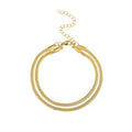 High Quality QYRY Unisex Stainless Steel Sleek Double Layered Snake Chain Engagement Trendy Gold Plated Fashion Link Bracelet