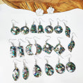 Popular Boho Jewelry Plaid Mosaic Paua Abalone Shell Round Donut Moon Shape Pendant Dangle Earrings Natural Seashell Ear Rings