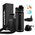Custom LOGO and Color Insulated Vacuum Wide Mouth Stainless Steel Sport Water Bottle With 3 Lids and Brush
