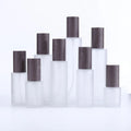 30ml 100ml Cosmetic Packaging Spray Perfume Body Lotion Frost Glass Bottles with Black Sprayer Pump Drak Wood Grain Plastic Lid