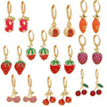 Fashion Hoop Earrings Cute Enamel Fruit Cherry Strawberry Pomegranate Dragon Fruit Charms Earring