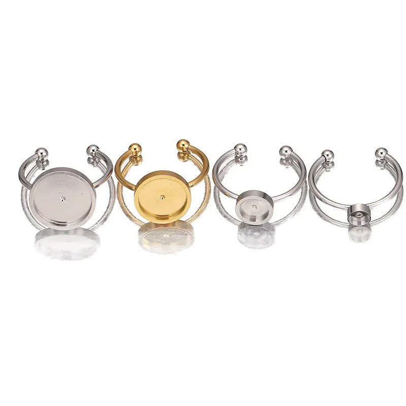 Stainless Steel Ring Setting Golden Steel Color Rose Gold Ring Empty Setting DIY Ring Jewelry Accessories