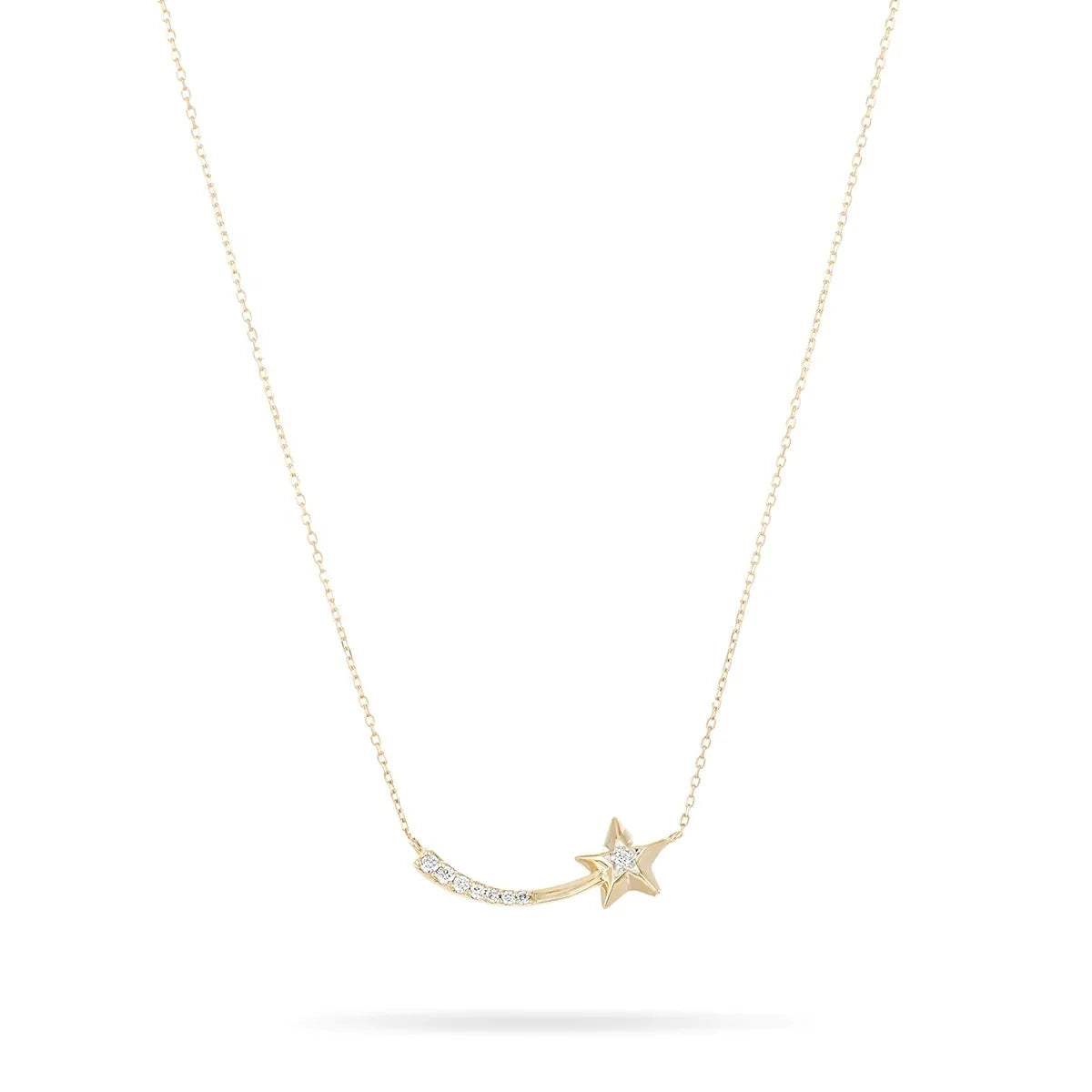 LOZRUNVE 925 Sterling Silver 14k Gold 18k Gold Shooting Star Small Pave Curve Necklace