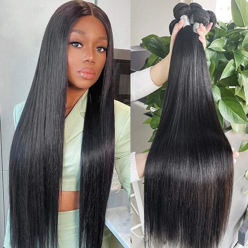 Super Double Drawn Hair Extensions 12A Grade Soft Raw Hair Bundles Cuticle Aligned Healthy Ending Straight Raw Human Hair