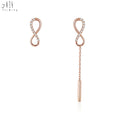 Popular Wholesale Elegant Link Minimalist Earrings Jewelry 18K Solid Rose Gold Shiny Real Natural Diamond Asymmetrical Earrings