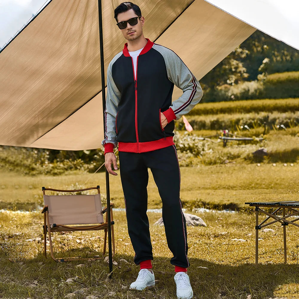 LAYENNE Vintage Jogging Streetwear Knitted Quick Dry Two-Piece Tracksuit for Men with Custom Embroidery Logo