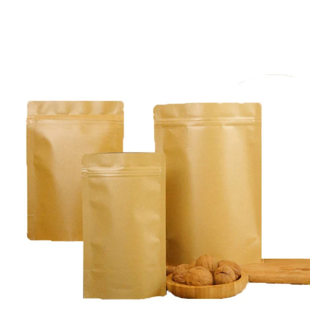 Custom Pattern Kraft Ziplock Food Grade Coffee Storage Bag Industrial Use for Pet Food Other Packaged Items Laminated Paper Bags