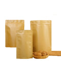 Brown Kraft Paper Stand up Pouch with Zipper Aluminized for Tea Coffee Food Nuts Sugar Storage