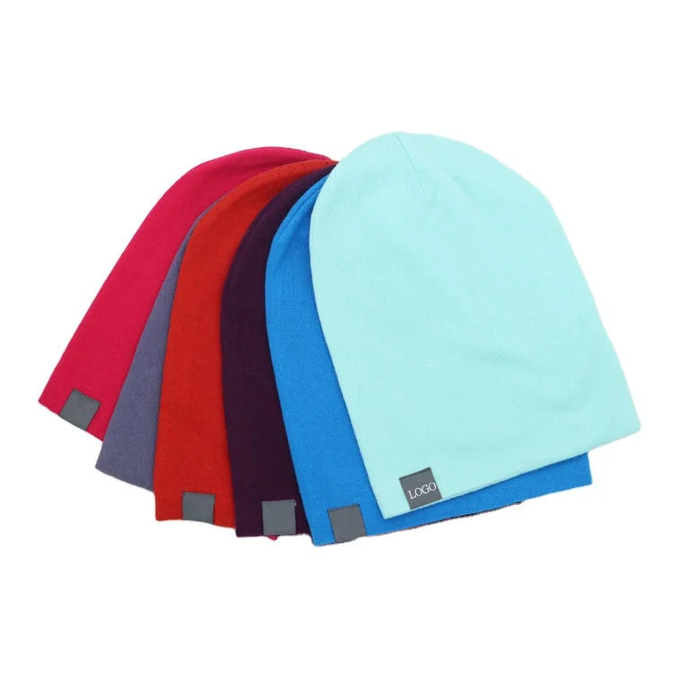 Custom High Quality Winter Warm Soft Acrylic Caps Woven Label Thick Knit Beanie