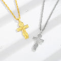 Merryshine Religious Eastern Jewelry Jesus 925 Sterling Silver Bishop Cross Greek Orthodox Cross Necklace for Men