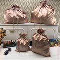Customize Large Rose Gold Dust Satin Silk Pouch Dust Bag Custom Logo Soft Satin Handbag Dust Bag Big Satin Bag