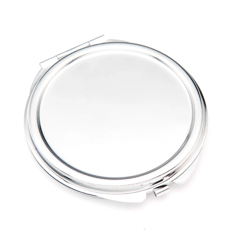 65mm Custom Printing Design Metal Pocket Mirror Magnification 2x Yes Foldable Makeup Small Mirror Stainless Iron Compact Mirror