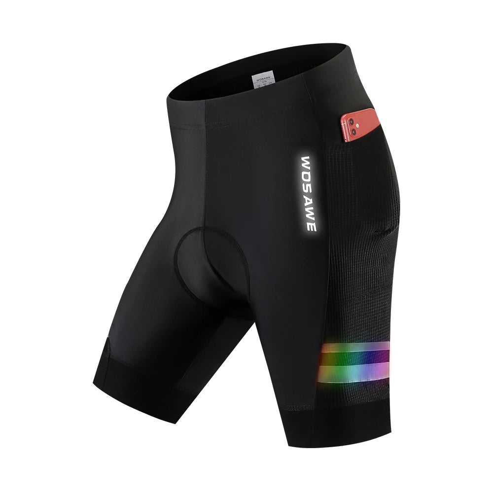WOSAWE Men's Cycling Shorts 3D Padded Breathable Colorful Reflective Sports Elastic Road Bike Anti-slip Tights