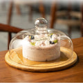 Lead-free Transparent Bohemian Wood Eco-Friendly Round Cake Glass Cover Food Preservation Dust Proof Display Tray for Event